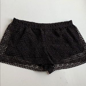 Black lace-like shorts, size small